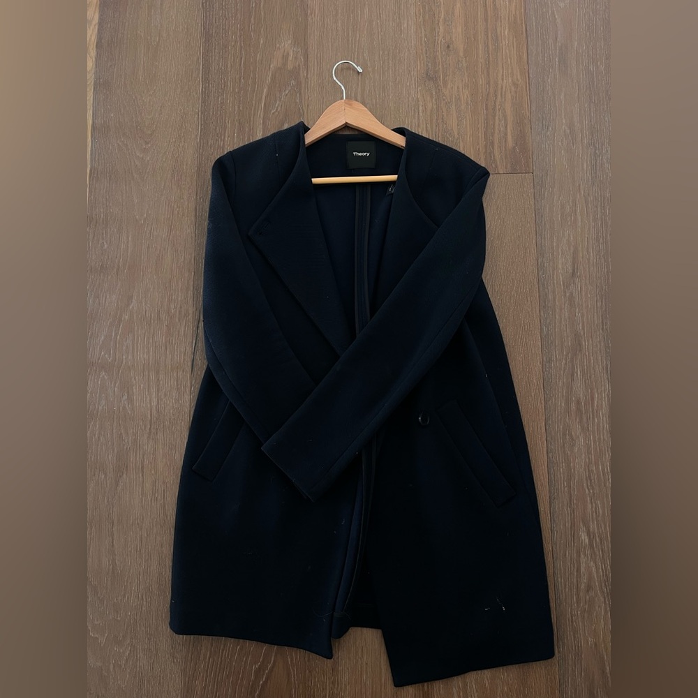 Theory Women's Elegant Black Trench Coat